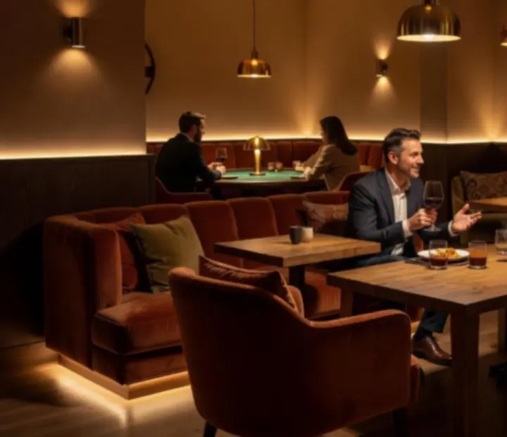 Hangulatos esti éttermi és offline poker lounge jelenet a Local Dishben