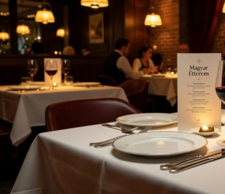 Elegánsan megterített vacsoraasztal a Local Dish étteremben